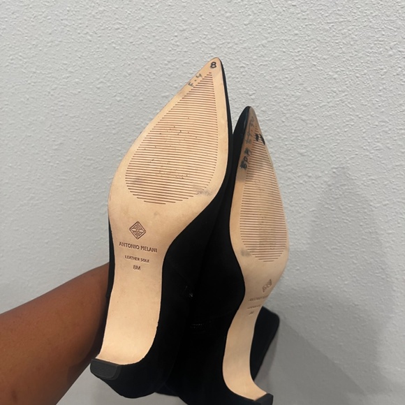 Antonio Melani Black Suede Knee High Boots Kitten Heel Size 8 M - Picture 4 of 6